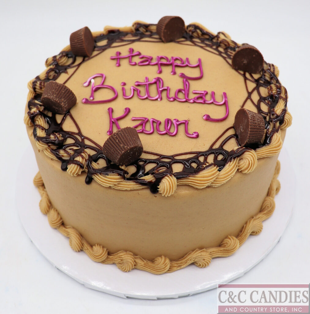 Peanut Butter Cups & Chocolate Drizzle - Round Cake