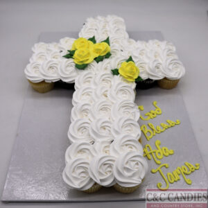Cross with Roses Cupcake Cake