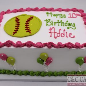Softball Celebration Sheet Cake