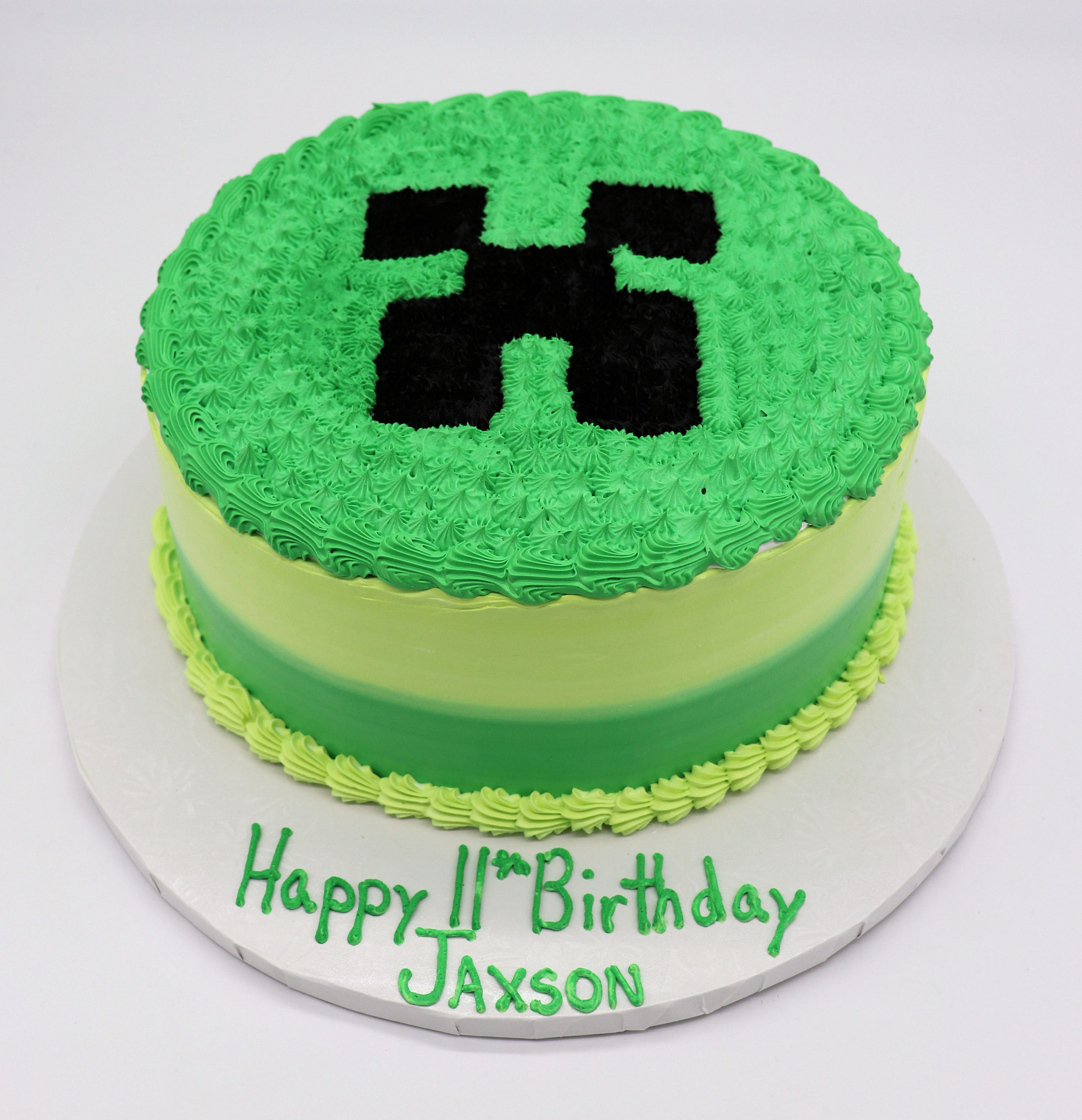 Minecraft Cake with Marshmallow Fondant Figures with Creeper