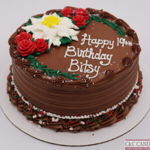 Christmas Flower Garden - Round Cake