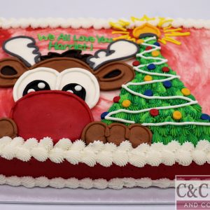 Reindeer & Tree Christmas Sheet Cake