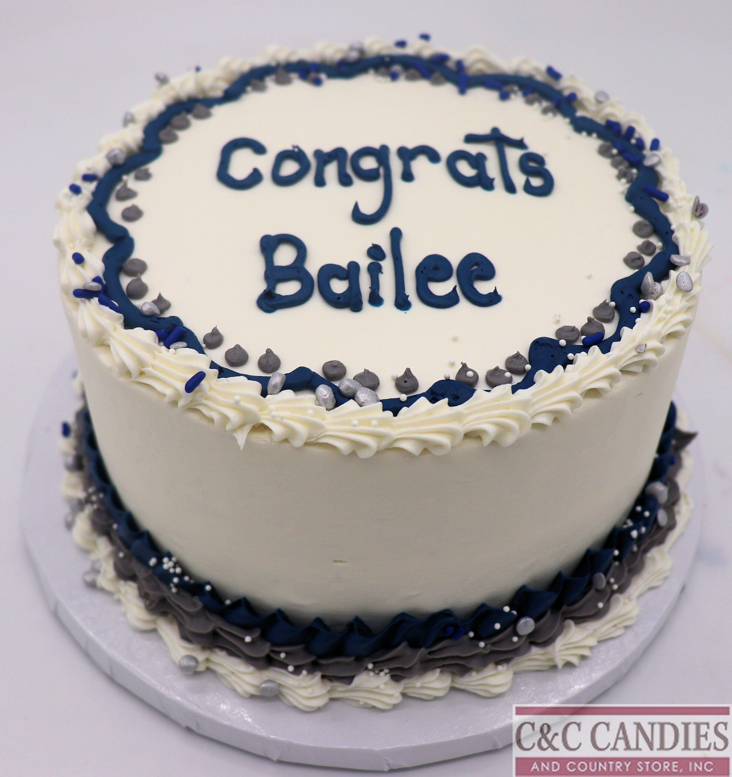 Simple Double Border – Graduation Round Cake | C&C Candies