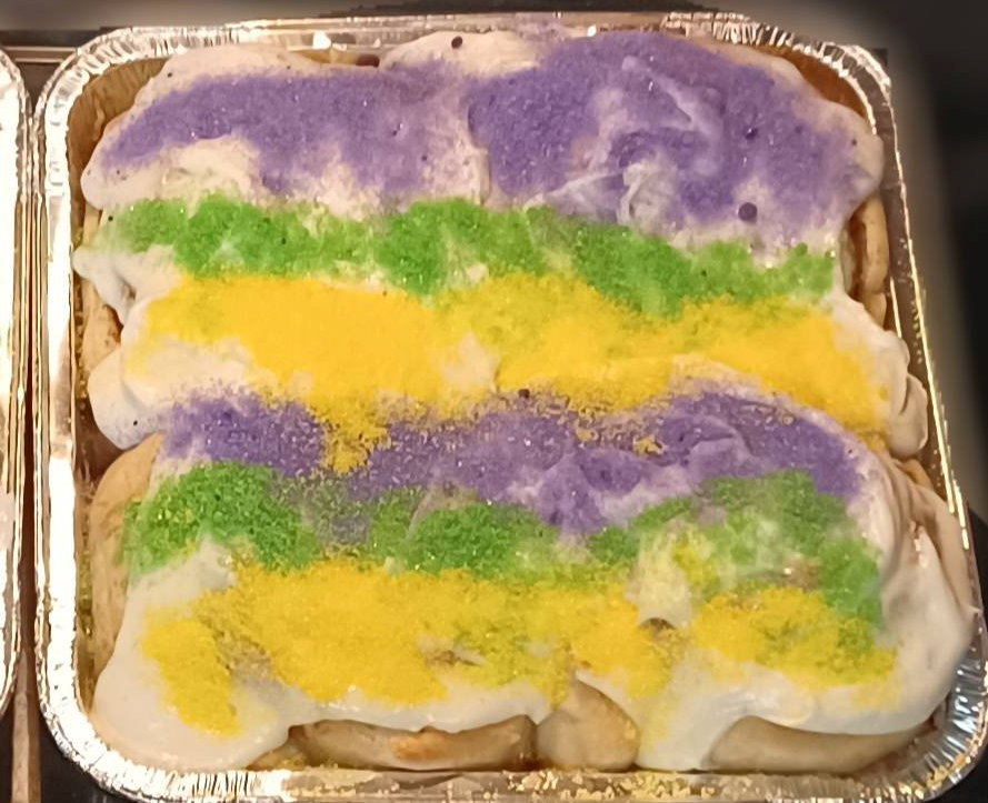 Mardi Gras Cinnamon Rolls