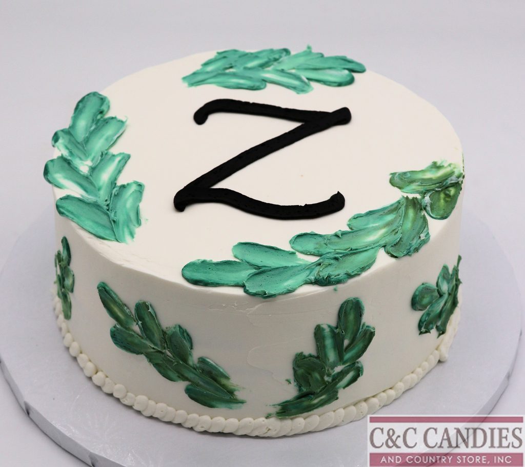 Monogram & Succulents Cake