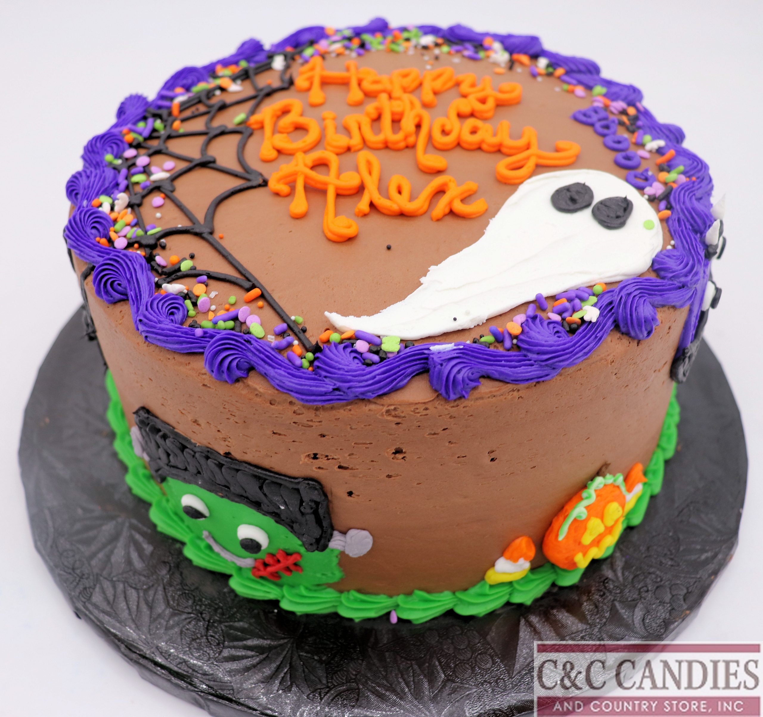 Creepy Crawly Pumpkin Patch Round Cake