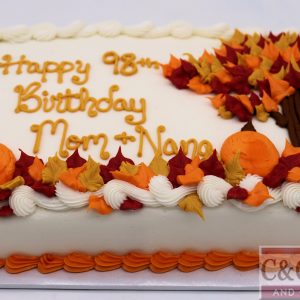 Autumn Tree & Pumpkins Sheet Cake
