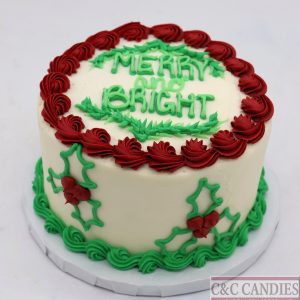 Holly Jolly Wishes Round Cake