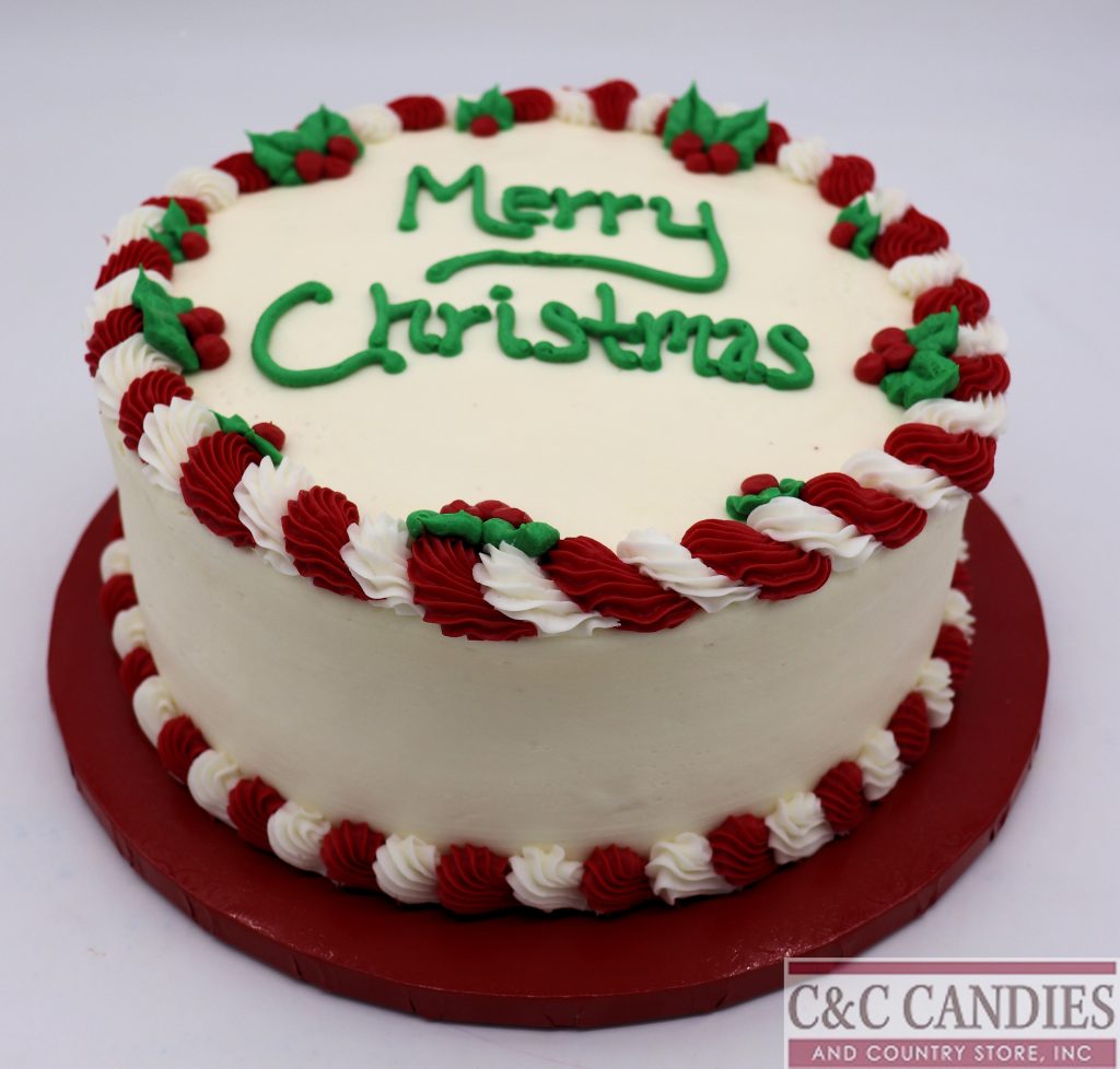 Candy Cane Swirl Round Cake